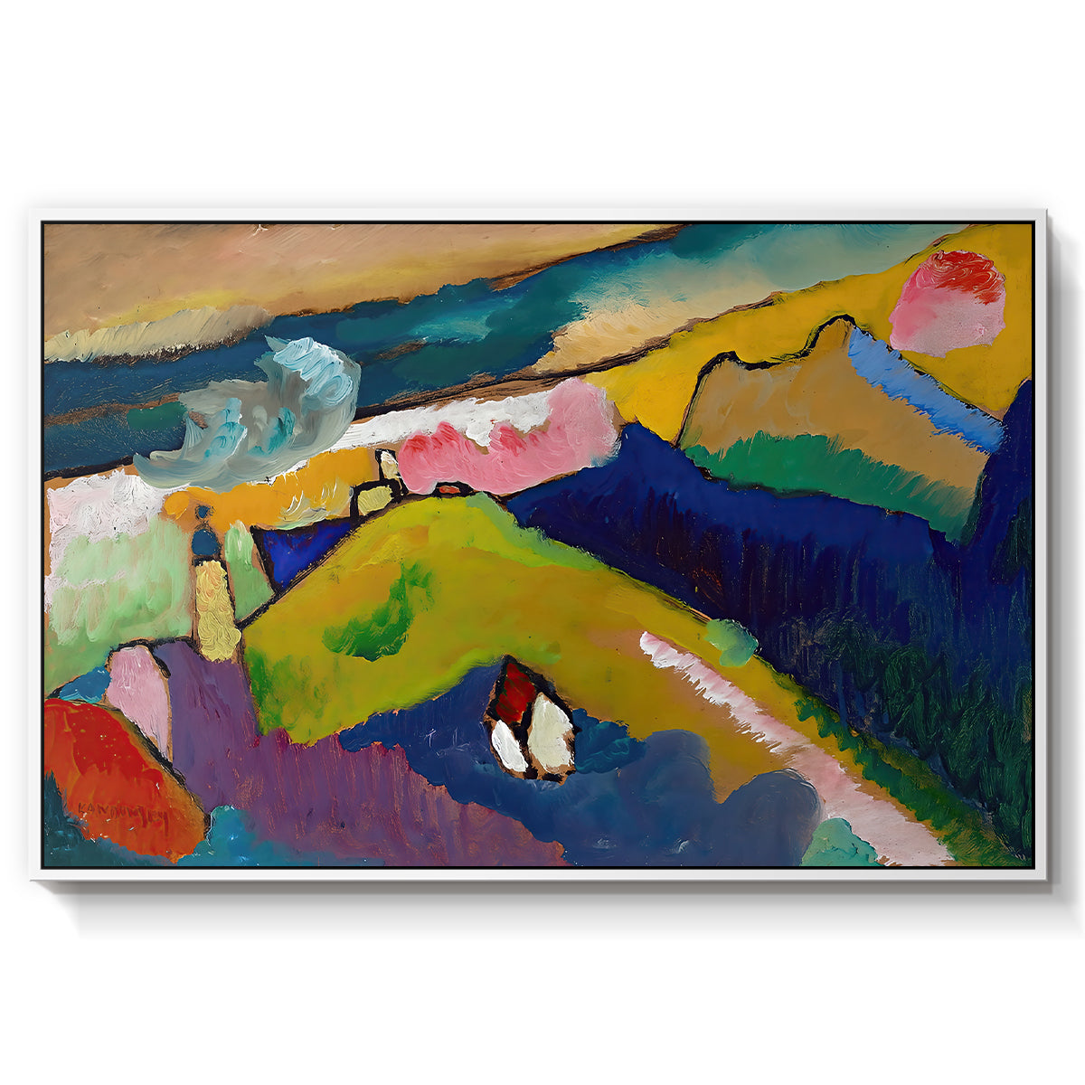 Murnau Mountain Landscape with Church, 1910 - Floater Framed Canvas Print
