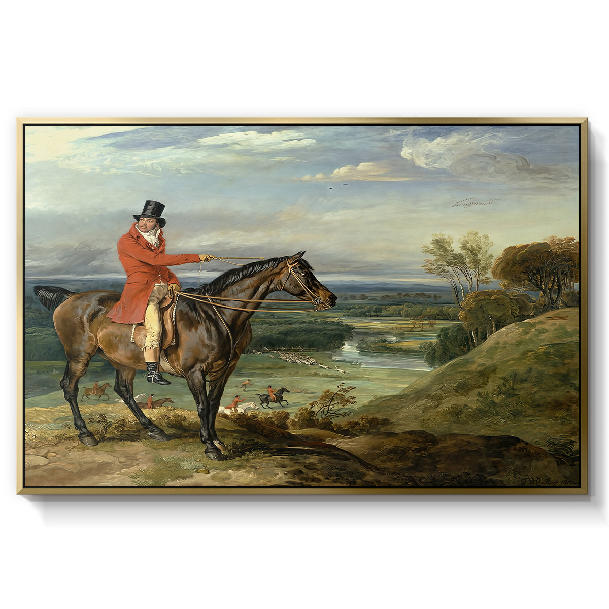John Levett Hunting at Wychnor, Staffordshire, 1818 - Floater Framed Canvas Print