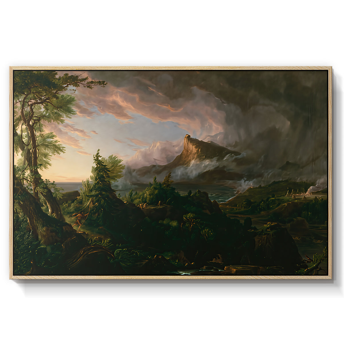 The Course of Empire: The Savage State, 1834 - Floater Framed Canvas Print