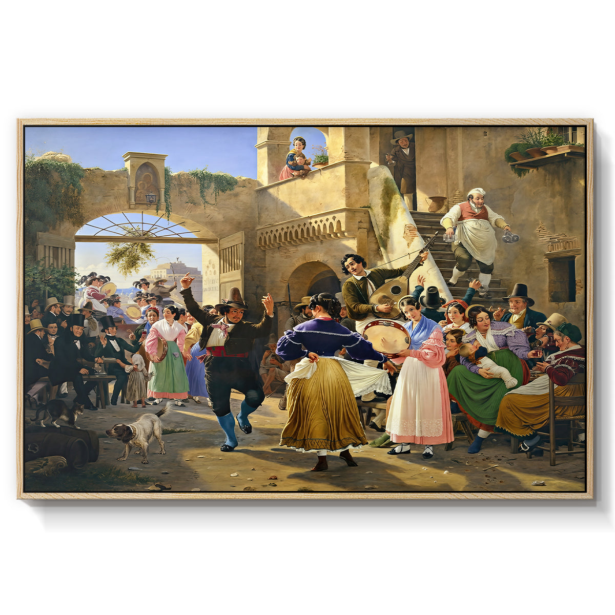 Romans Gathered for Merriment at an Osteria, 1839 - Floater Framed Canvas Print
