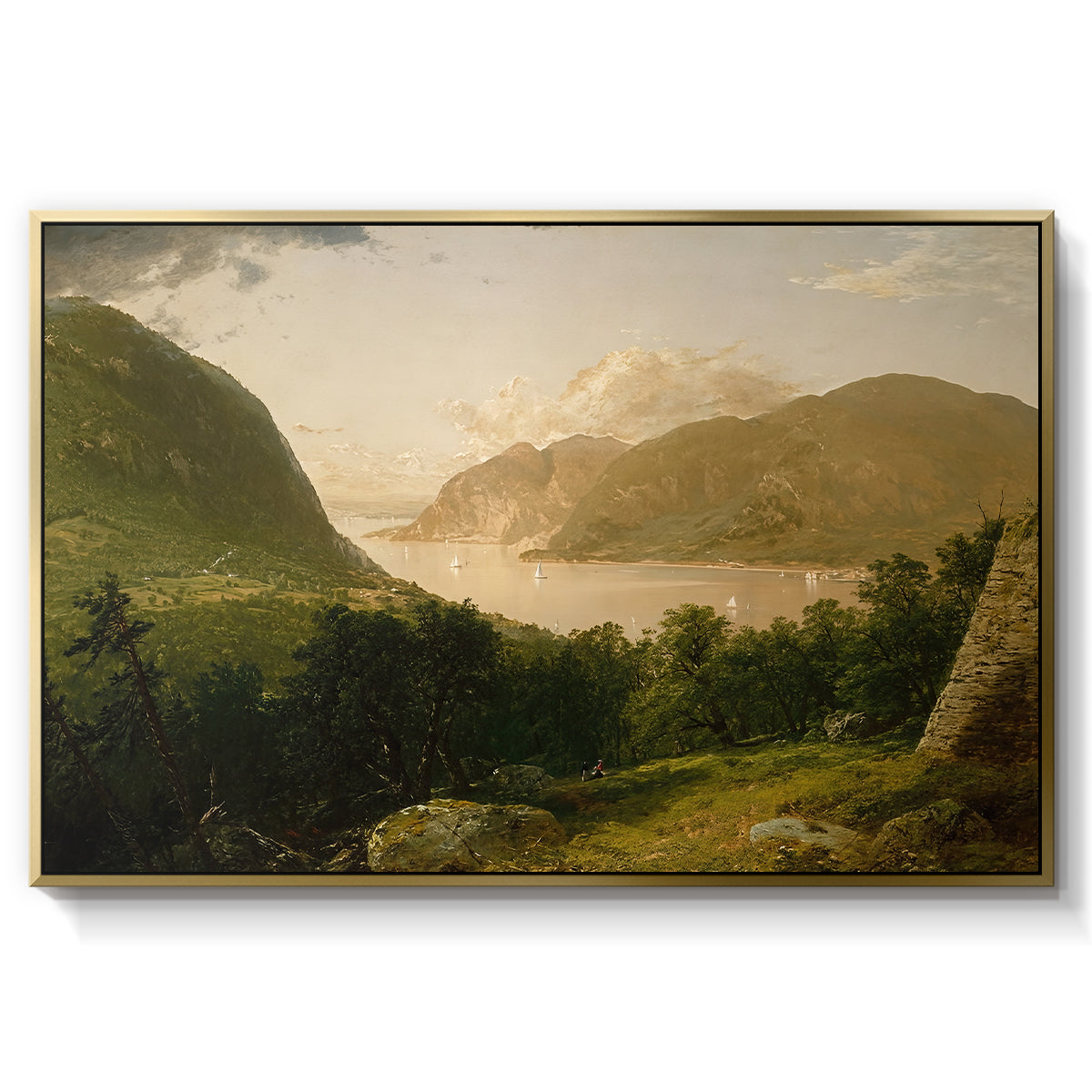 Hudson River Scene, 1857 - Floater Framed Canvas Print