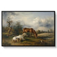 Two Horses on the Pasture, c. 1825 - Floater Framed Canvas Print