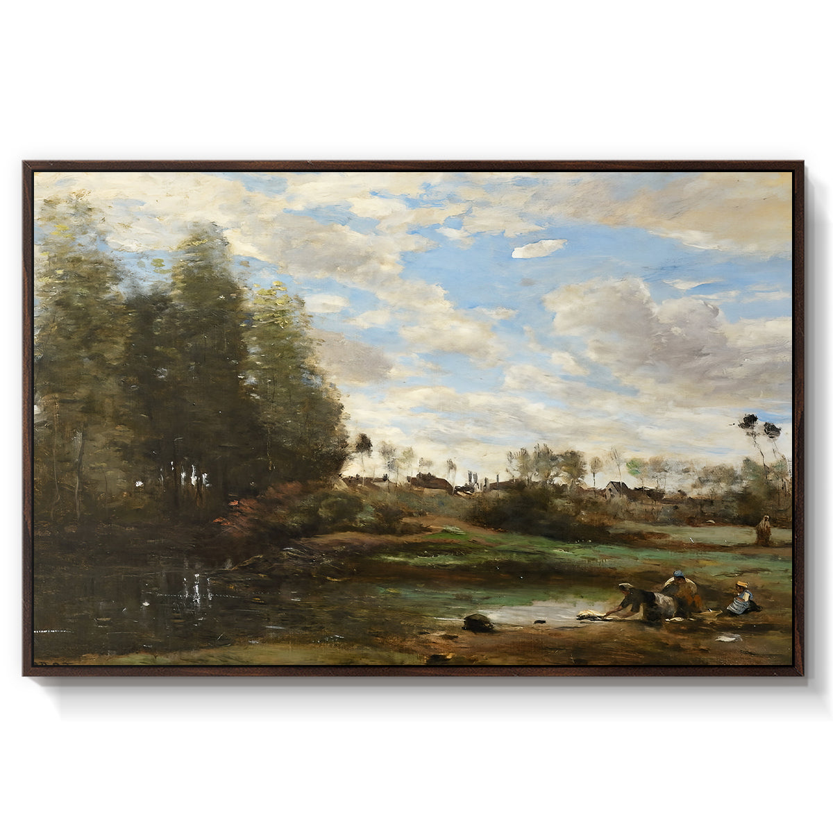 Washerwomen at the Water's Edge, c. 1860-1870 - Floater Framed Canvas Print