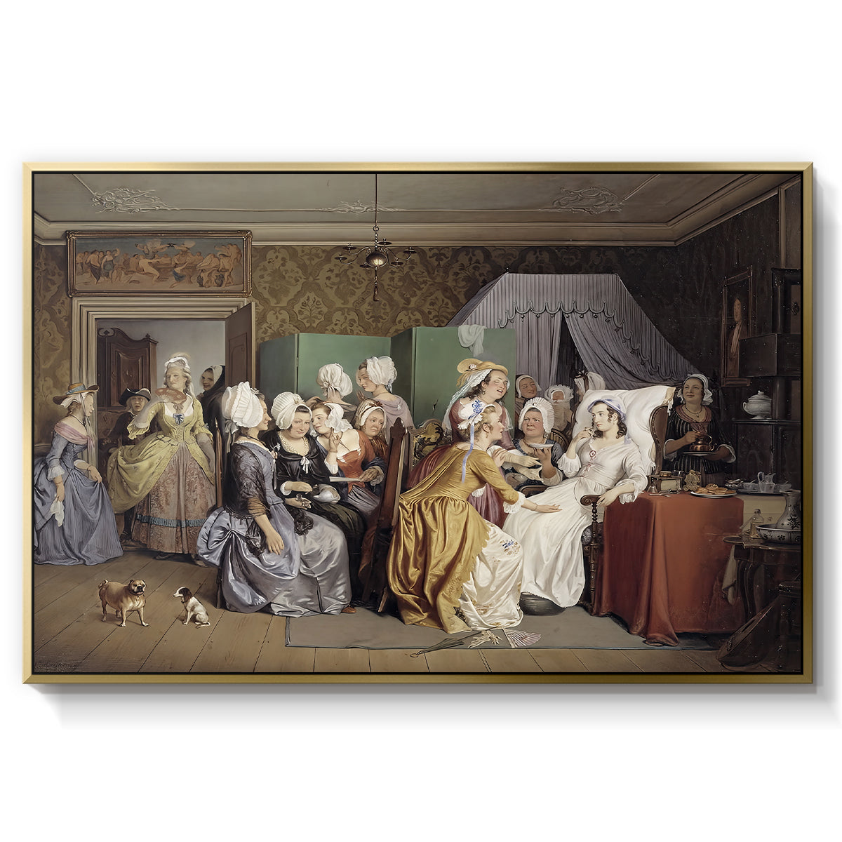 The Maternity Room (Scene from "Barselstuen"), 1845 - Floater Framed Canvas Print