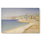 Canvas art print portraying a jetty extending into coastal water, set against a white background