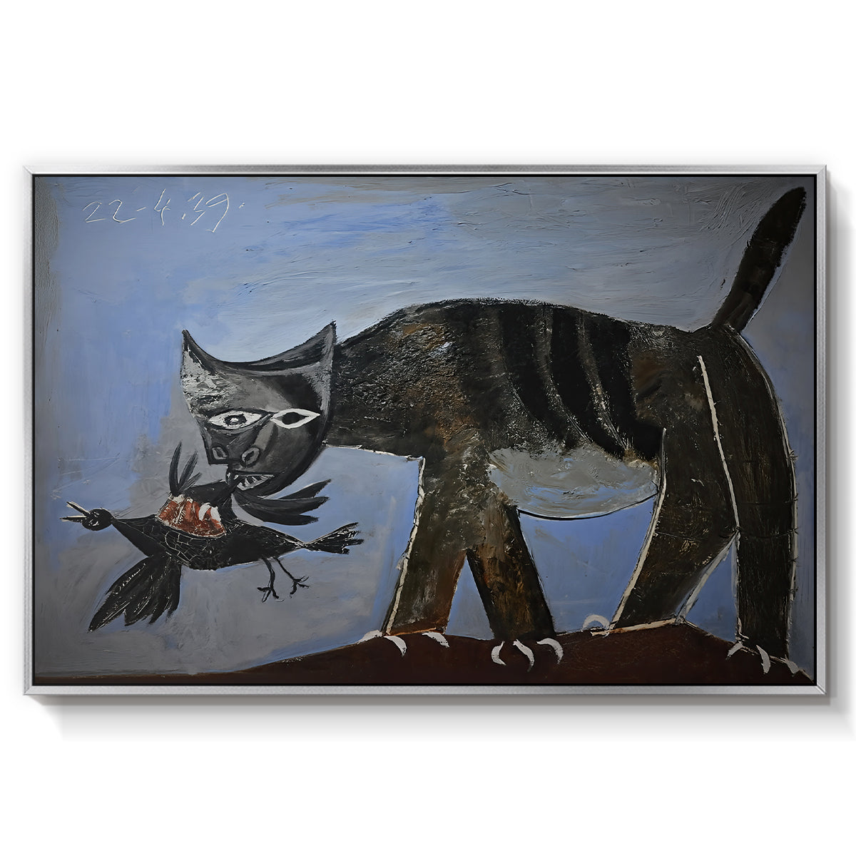 Cat Catching a Bird, 1939 - Floater Framed Canvas Print