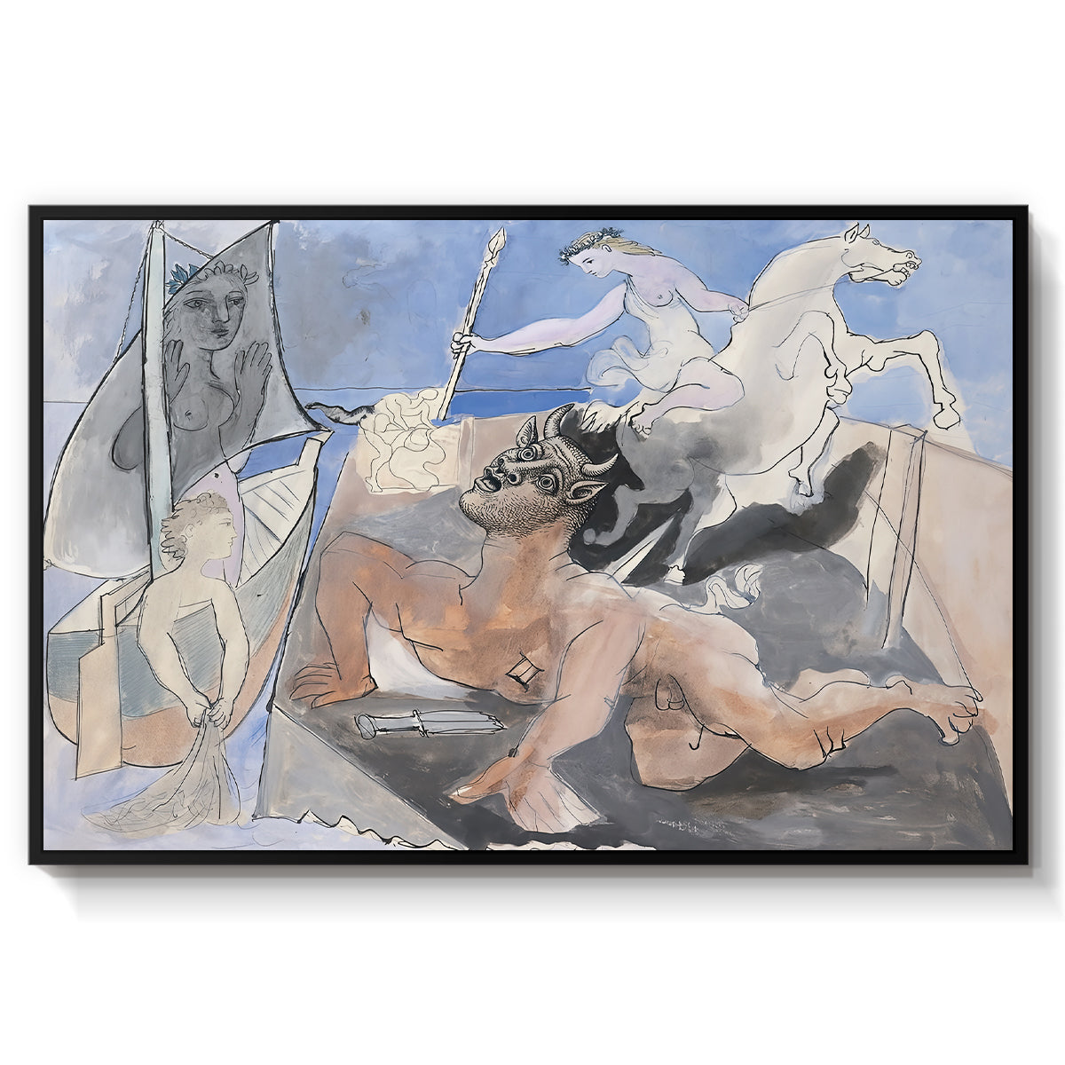 Composition with Minotaur, 1936 - Floater Framed Canvas Print