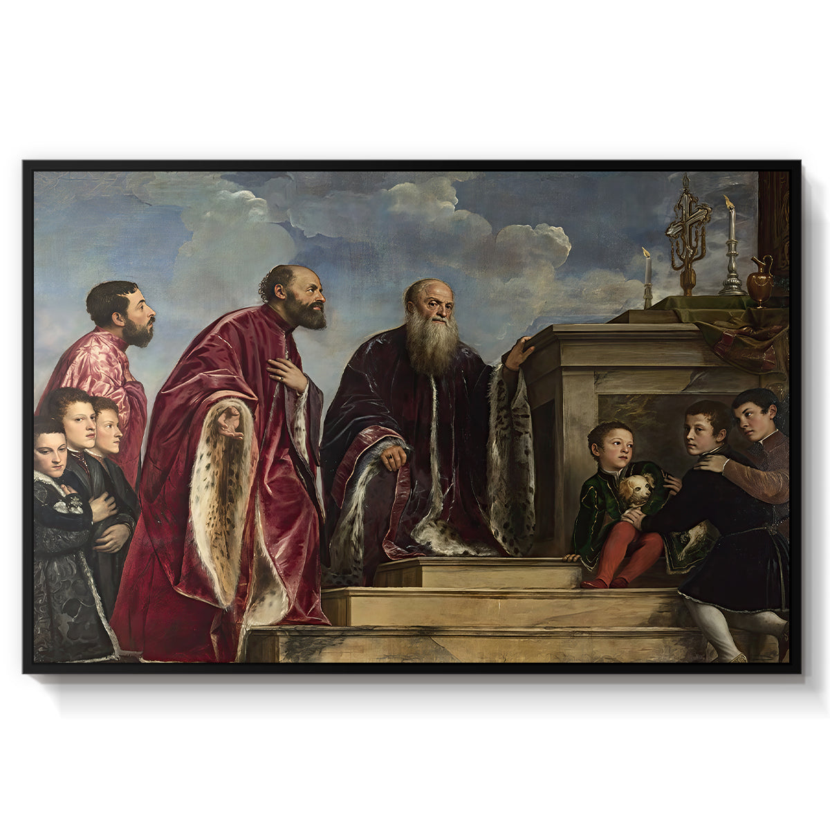 The Vendramin Family Venerating a Relic of the True Cross, c. 1540-1545 - Floater Framed Canvas Print