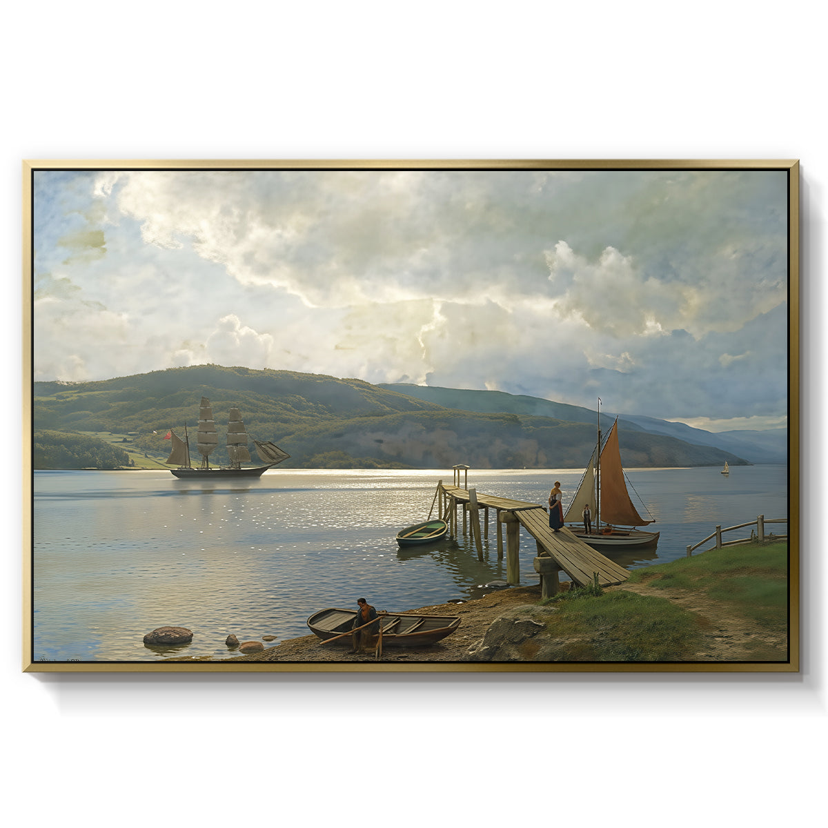 The Jetty at Feste near Moss, 1898 - Floater Framed Canvas Print