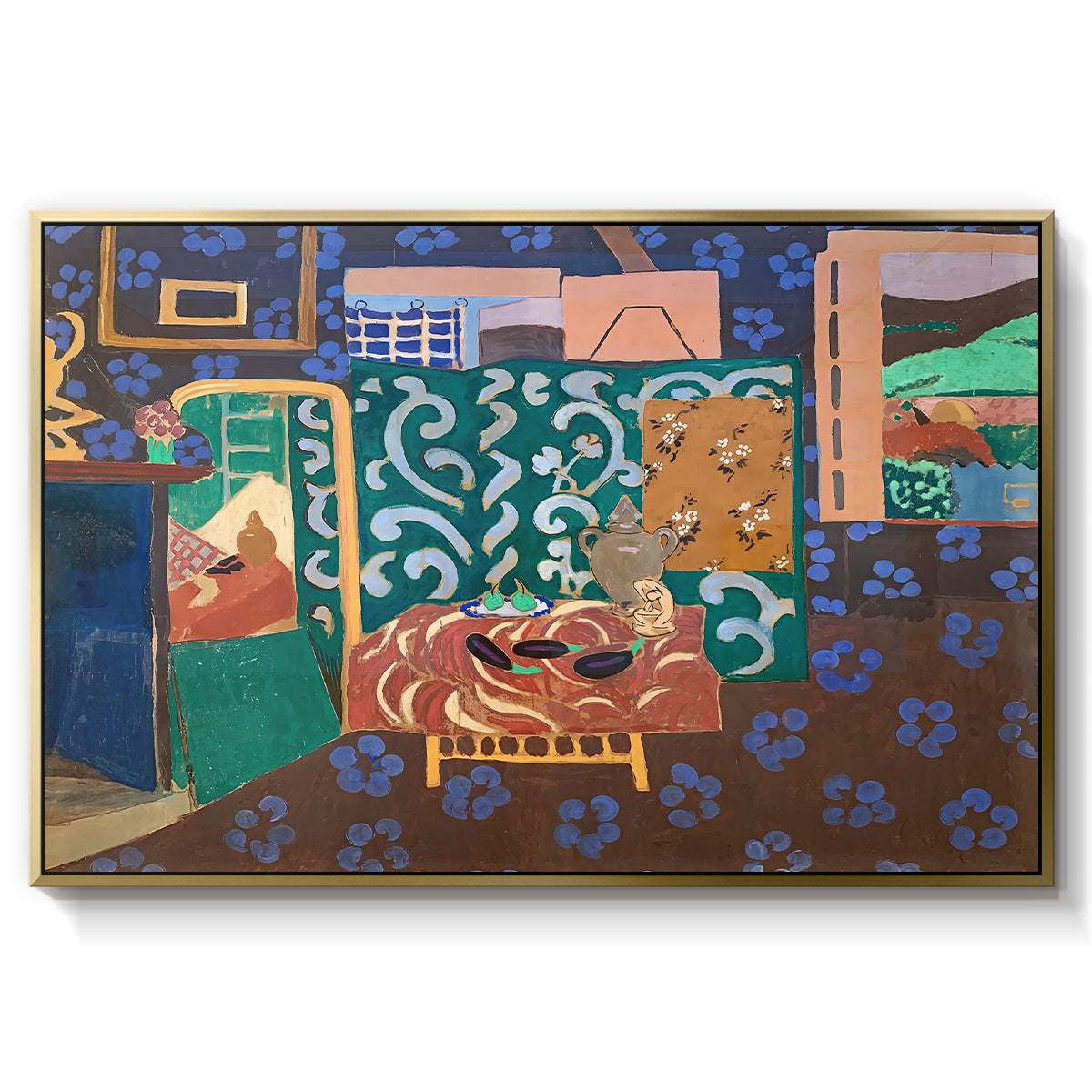 Interior with Aubergines, 1911 - Floater Framed Canvas Print