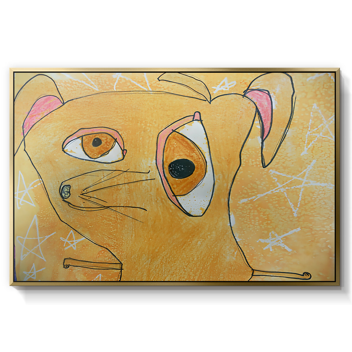 Cubist Dog with Stars (Student Art) - Floater Framed Canvas Print