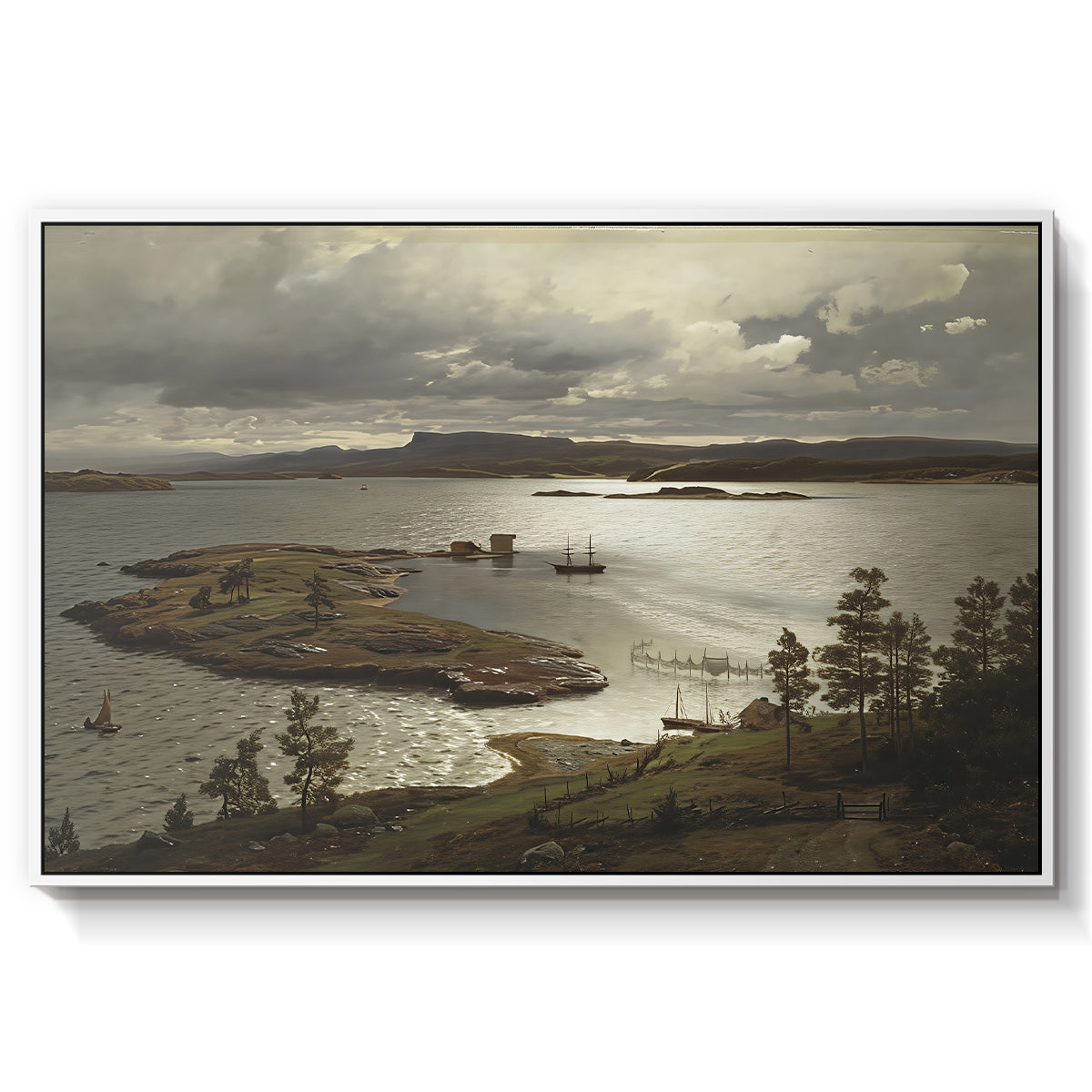 The Fjord at Sandviken (Sandviksfjorden), 1879 - Floater Framed Canvas Print
