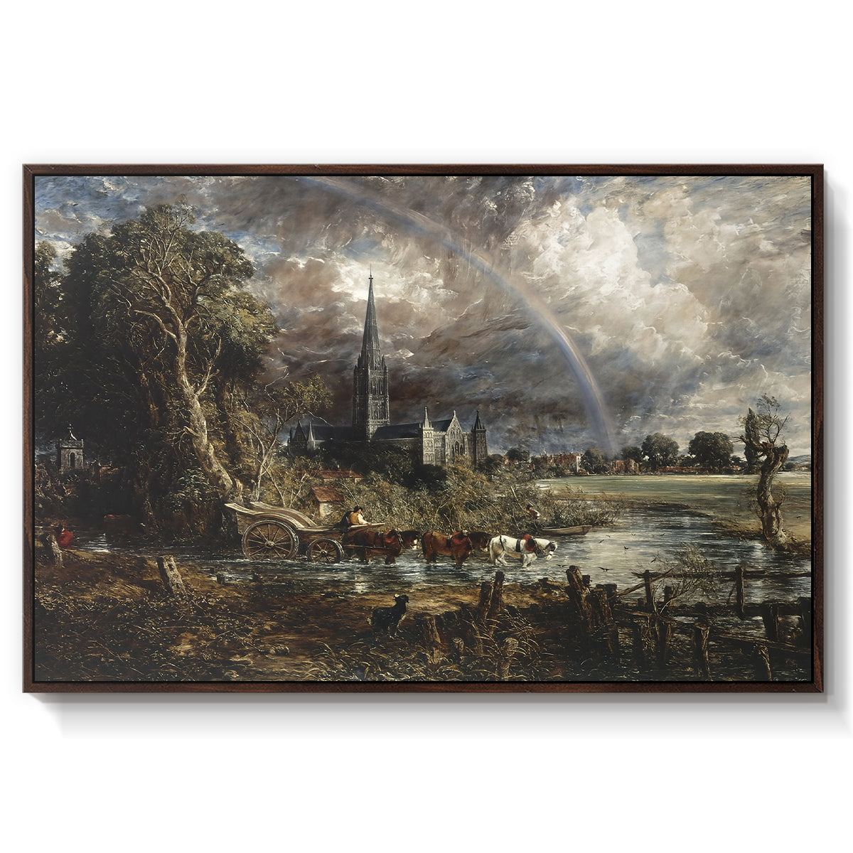 Salisbury Cathedral from the Meadows (Detail), 1831 - Floater Framed Canvas Print