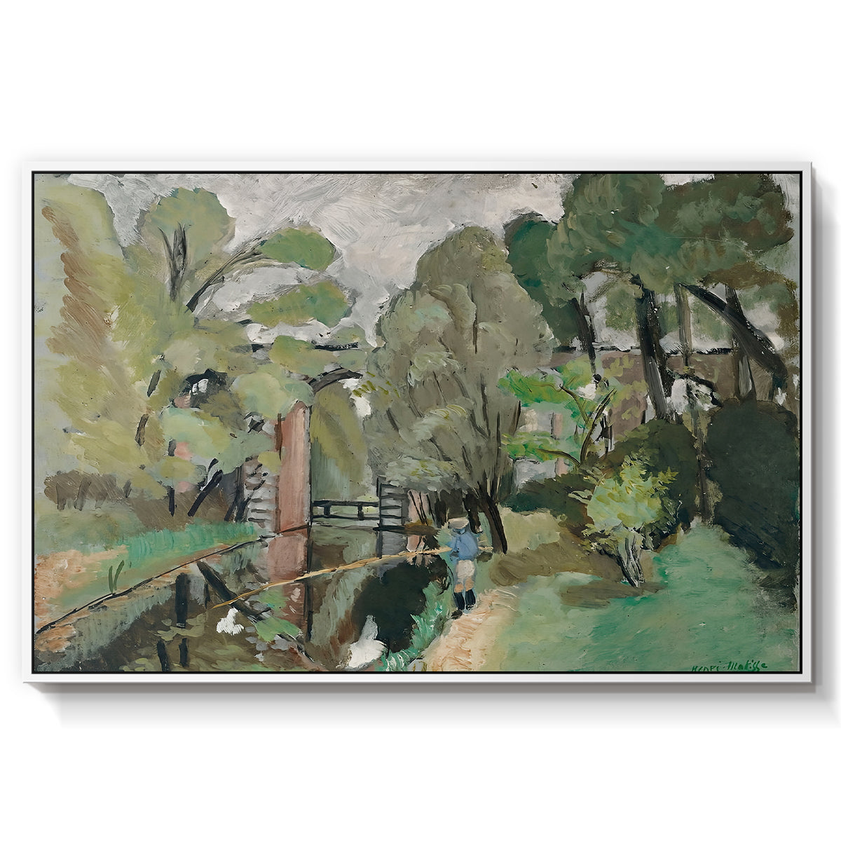 The Little Fisherman, Maintenon, 1918 - Floater Framed Canvas Print