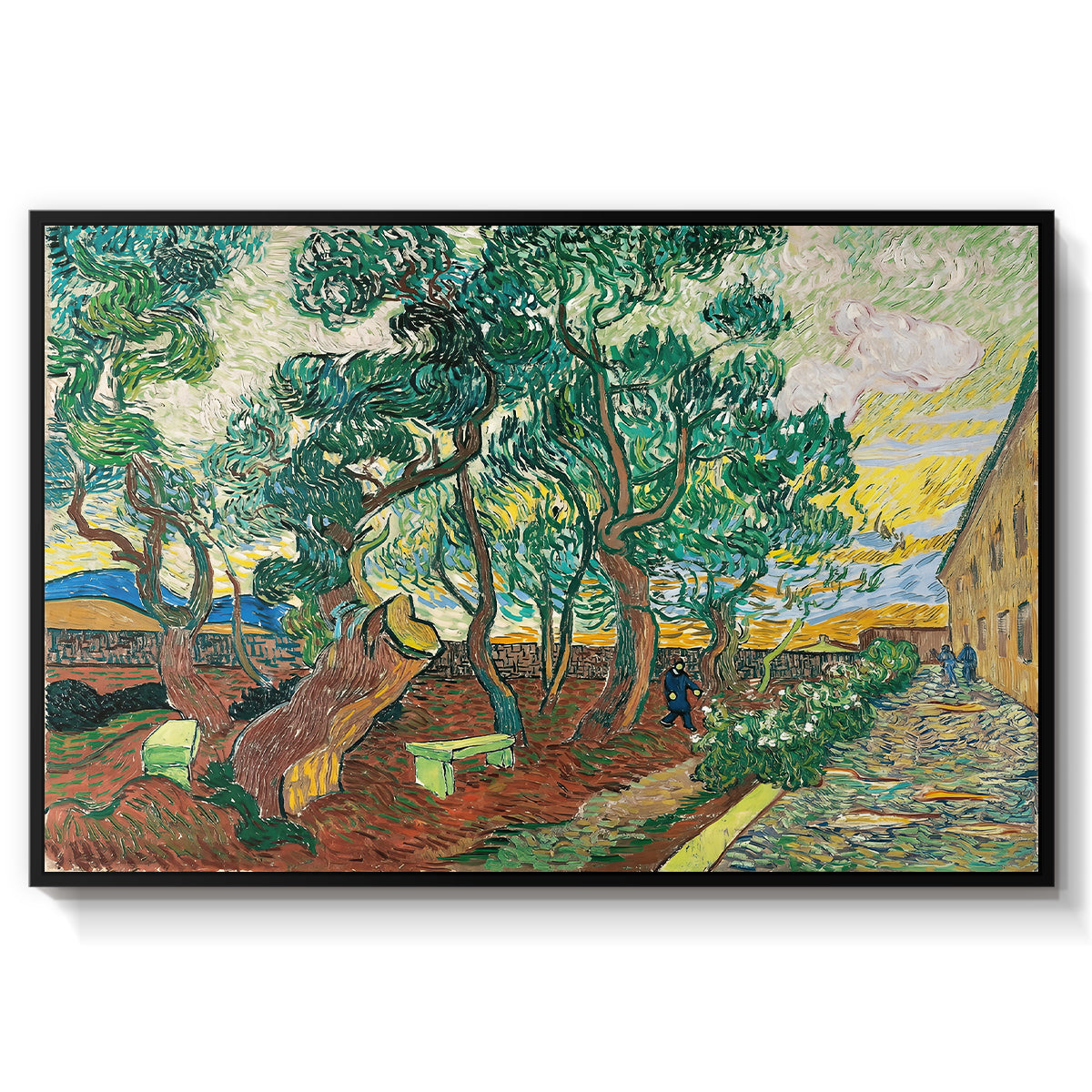 The Garden of Saint-Paul Hospital, 1889 - Floater Framed Canvas Print