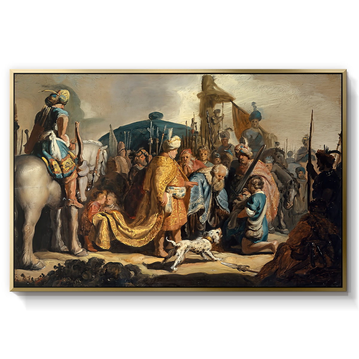 David with Goliath's Head in front of Saul, for Rembrandt, 1627 - Floater Framed Canvas Print
