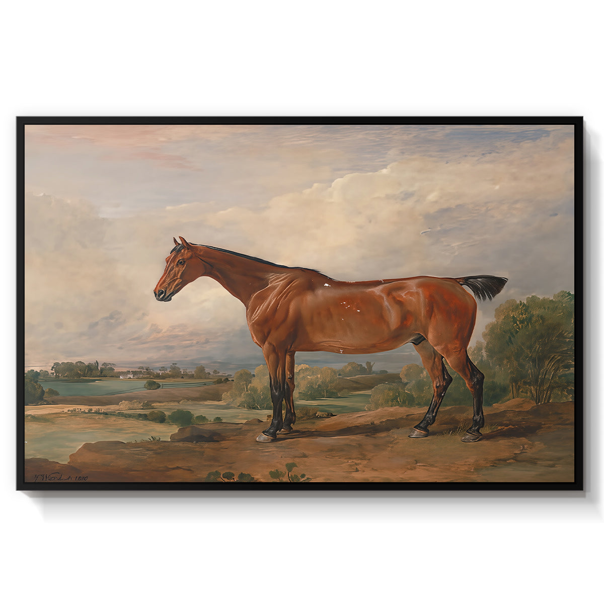 A Hunter in a Landscape, c. 1810 - Floater Framed Canvas Print