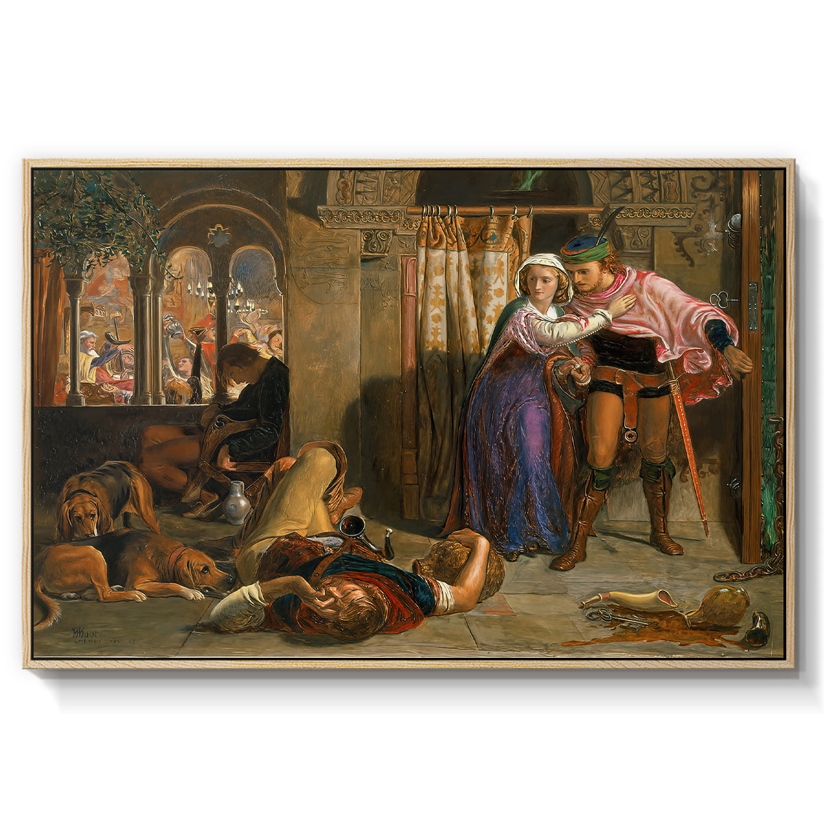 The Flight of Madeline and Porphyro, 1848 - Floater Framed Canvas Print