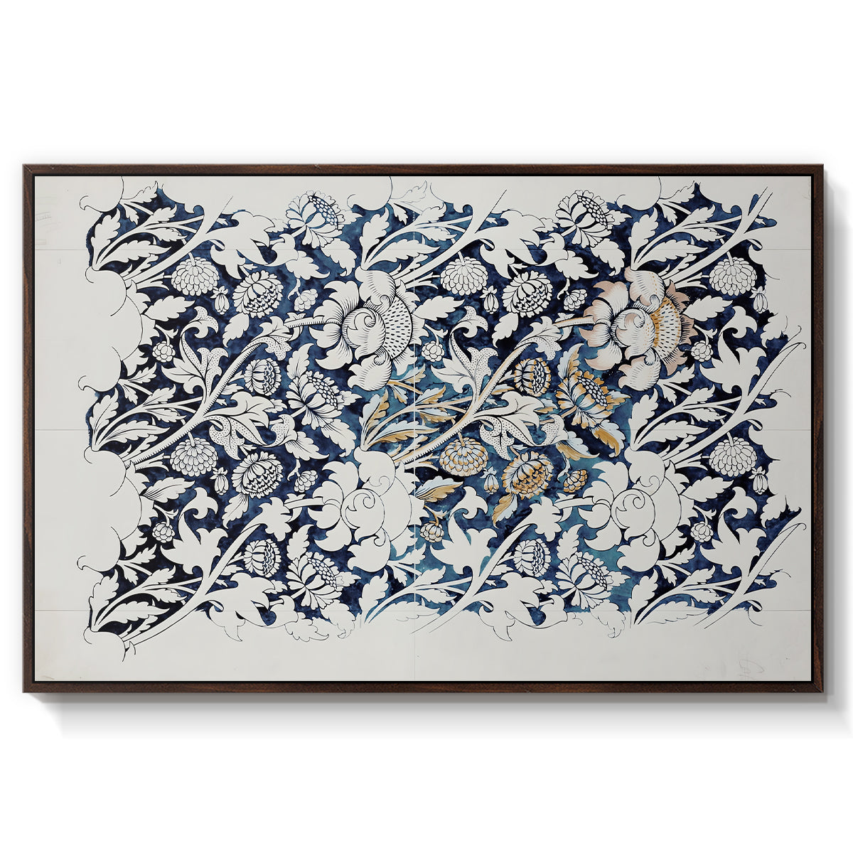 Watercolour for Printed Fabric Design: Wey, c. 1882-1883 - Floater Framed Canvas Print