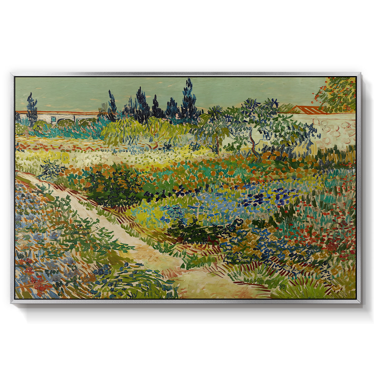 Garden at Arles, 1888 - Floater Framed Canvas Print