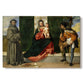 Canvas art print portraying Madonna and child seated with two saints in architectural devotional scene, set against a white background