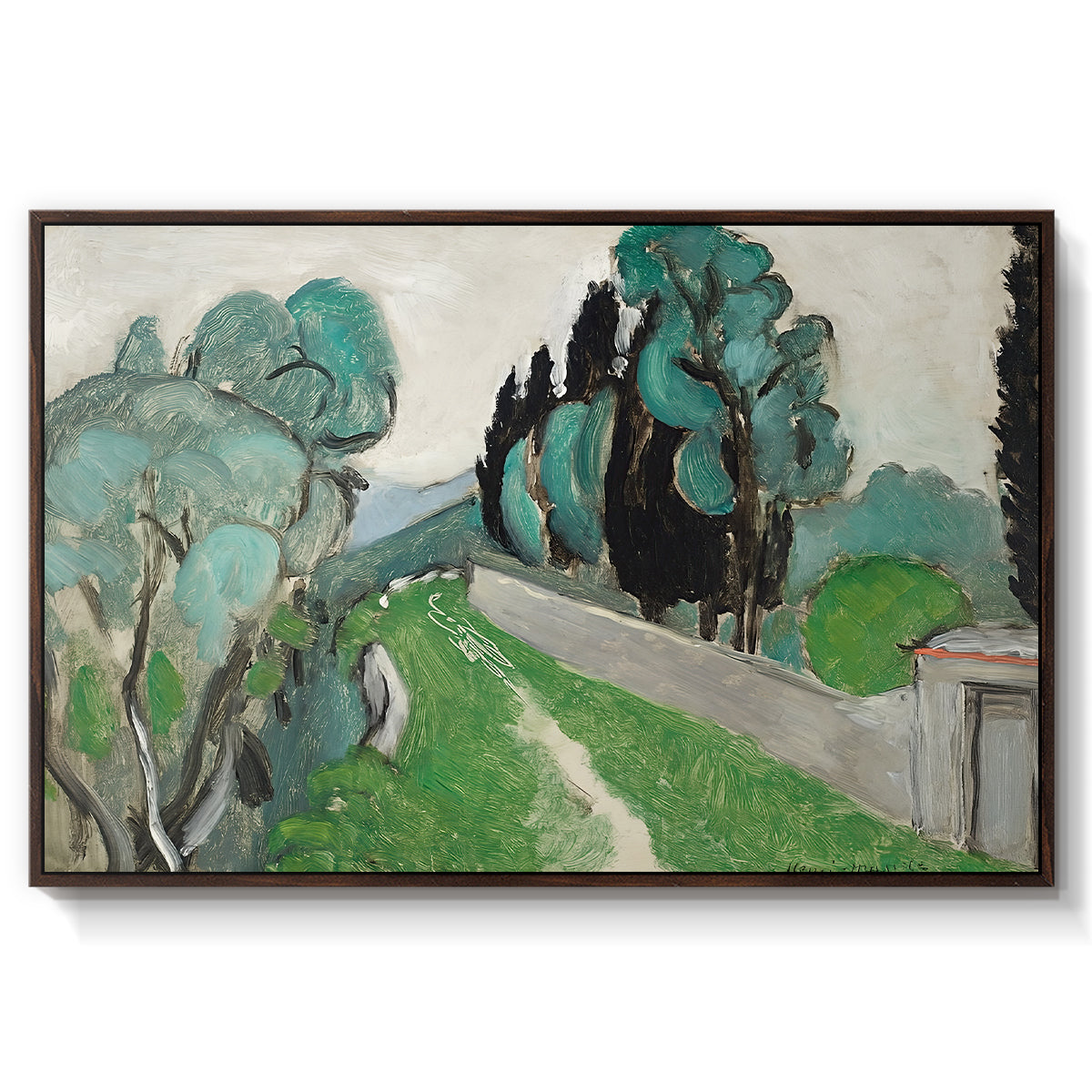 Landscape with Cypresses and Olive Trees near Nice, c. 1918 - Floater Framed Canvas Print
