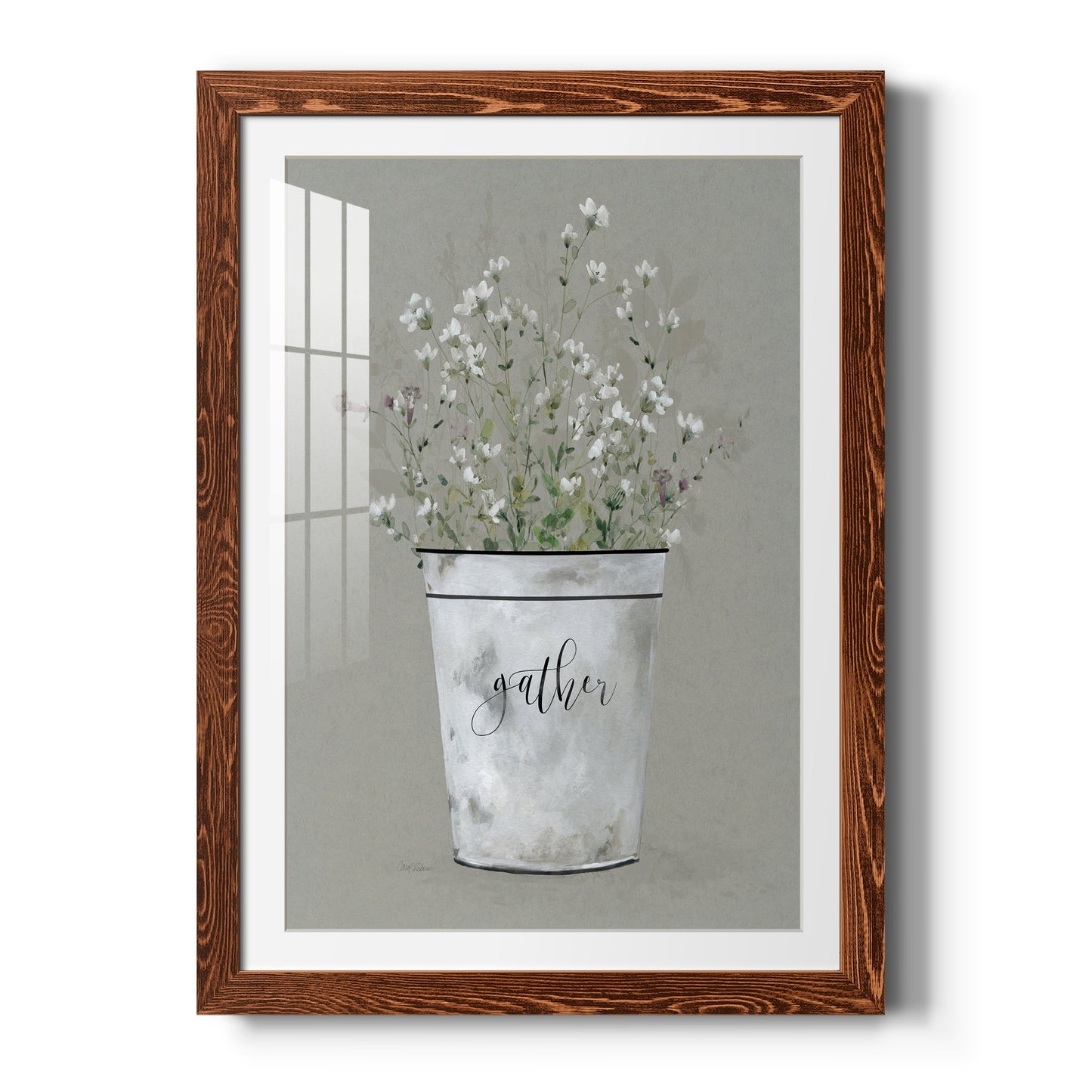 Bouquet of Grace Bucket Gather - Barnwood Framed Art Print
