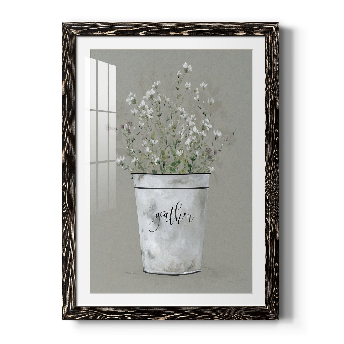 Bouquet of Grace Bucket Gather - Barnwood Framed Art Print