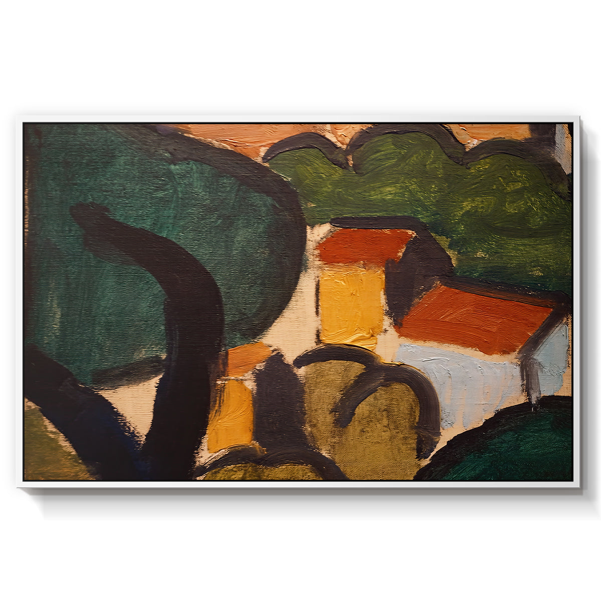 Landscape with Trees and Houses, c. 1905 - Floater Framed Canvas Print