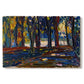 Canvas art print portraying an abstracted landscape with trees and foliage in warm autumn tones, set against a white background