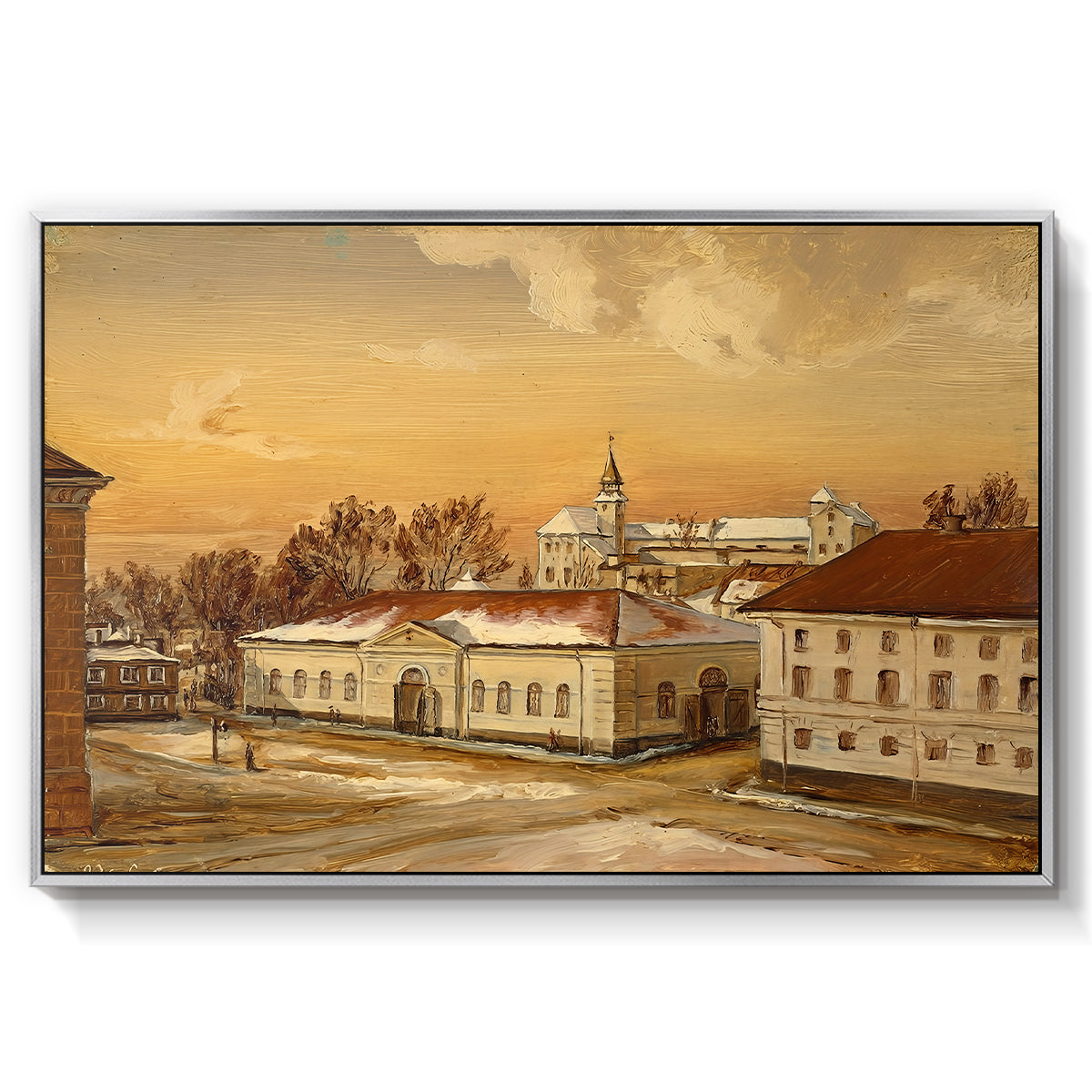 The Riding School at Akershus Castle, 1846 - Floater Framed Canvas Print