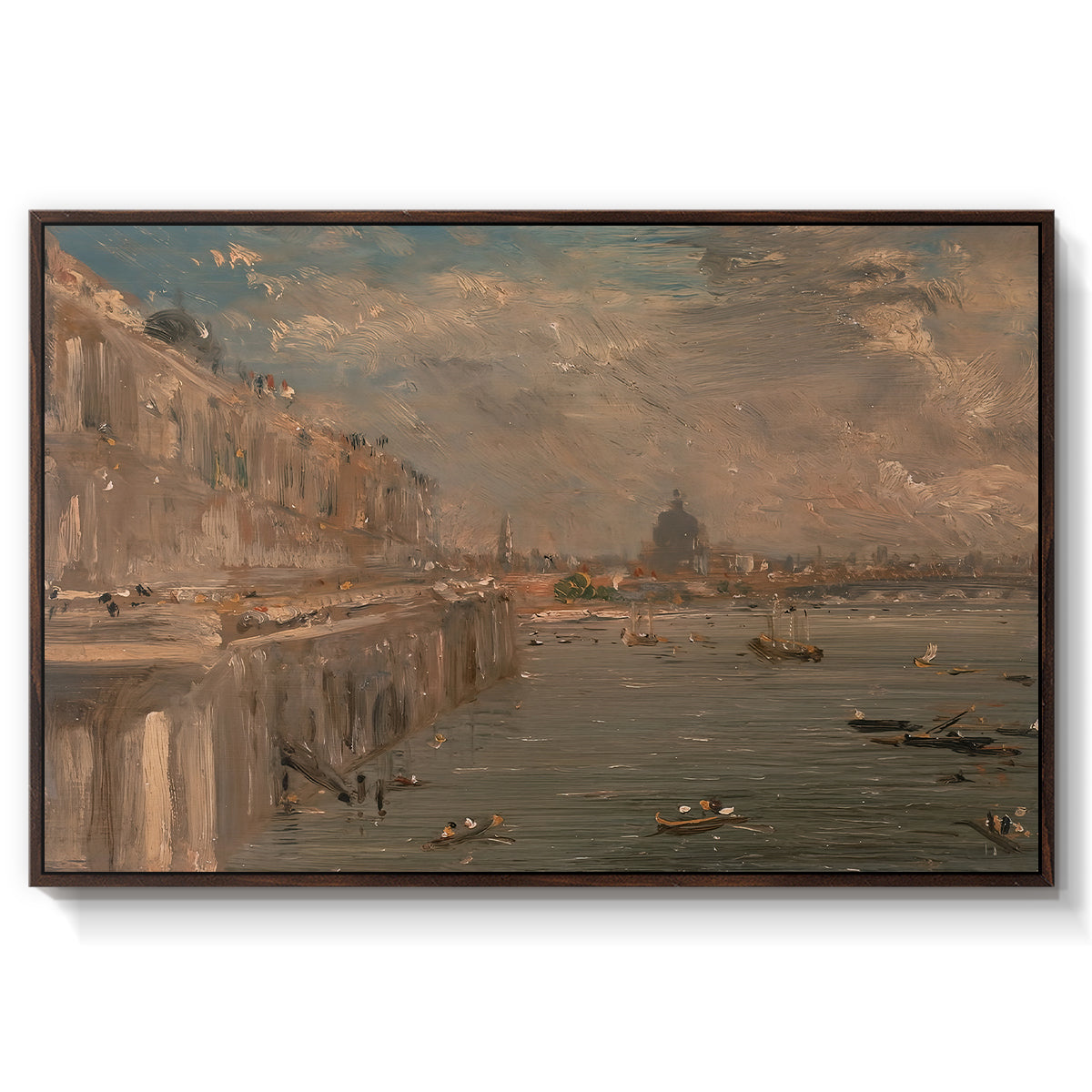 Somerset House Terrace from Waterloo Bridge, c. 1819 - Floater Framed Canvas Print
