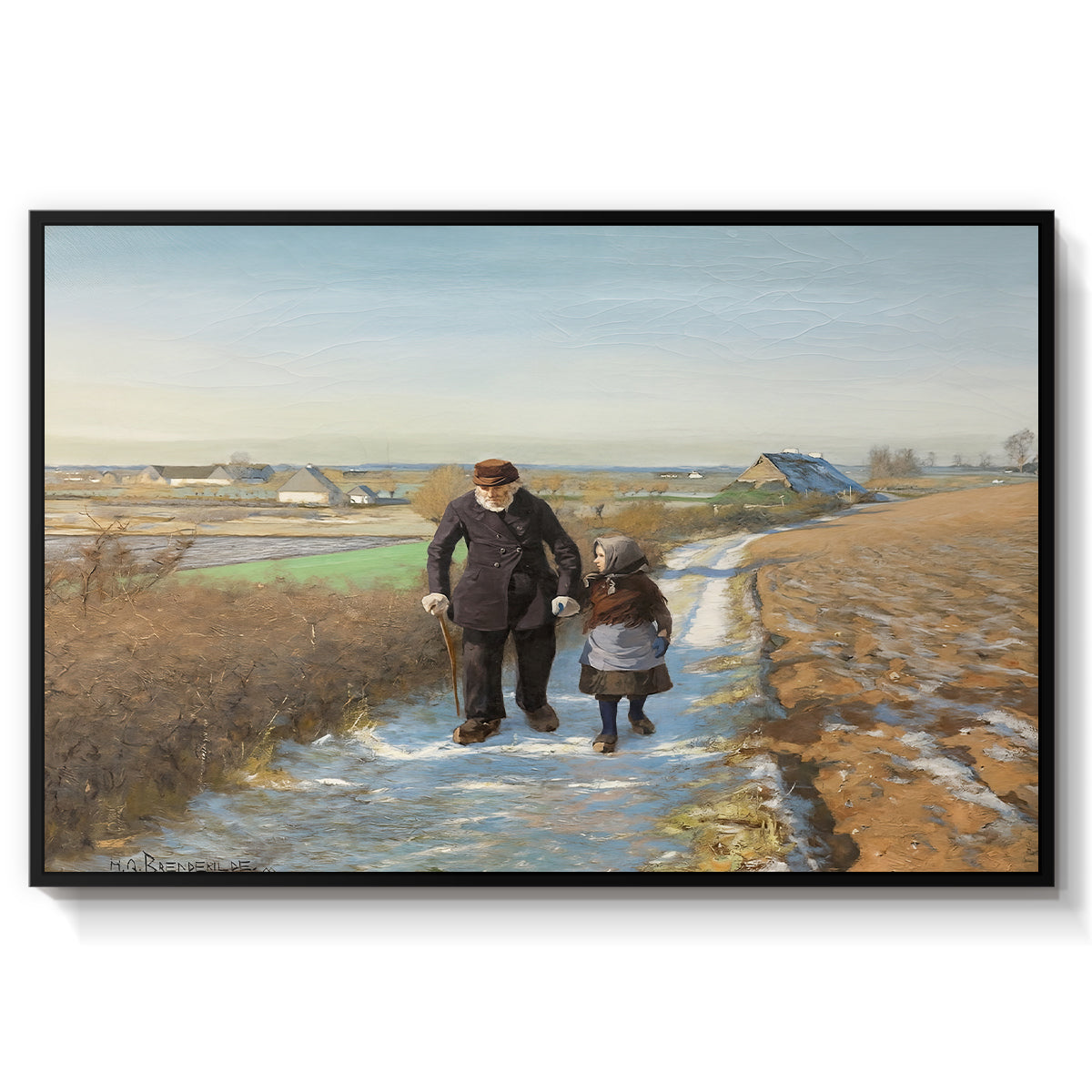The Old Man and the Child, 1888 - Floater Framed Canvas Print