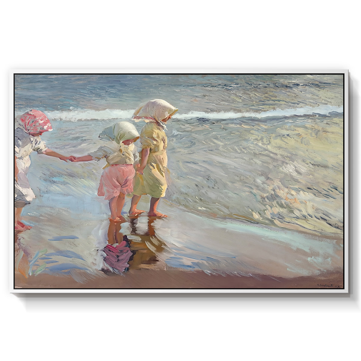 The Three Sisters on the Beach, 1908 - Floater Framed Canvas Print