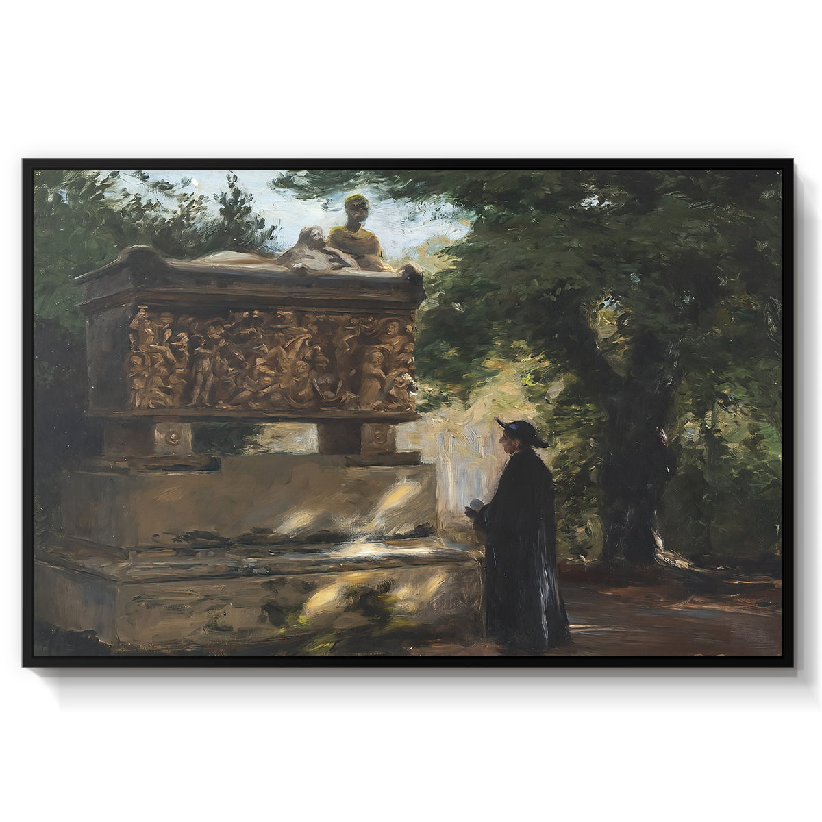 A Catholic Priest in Front of a Sarcophagus, c. 1857 - Floater Framed Canvas Print