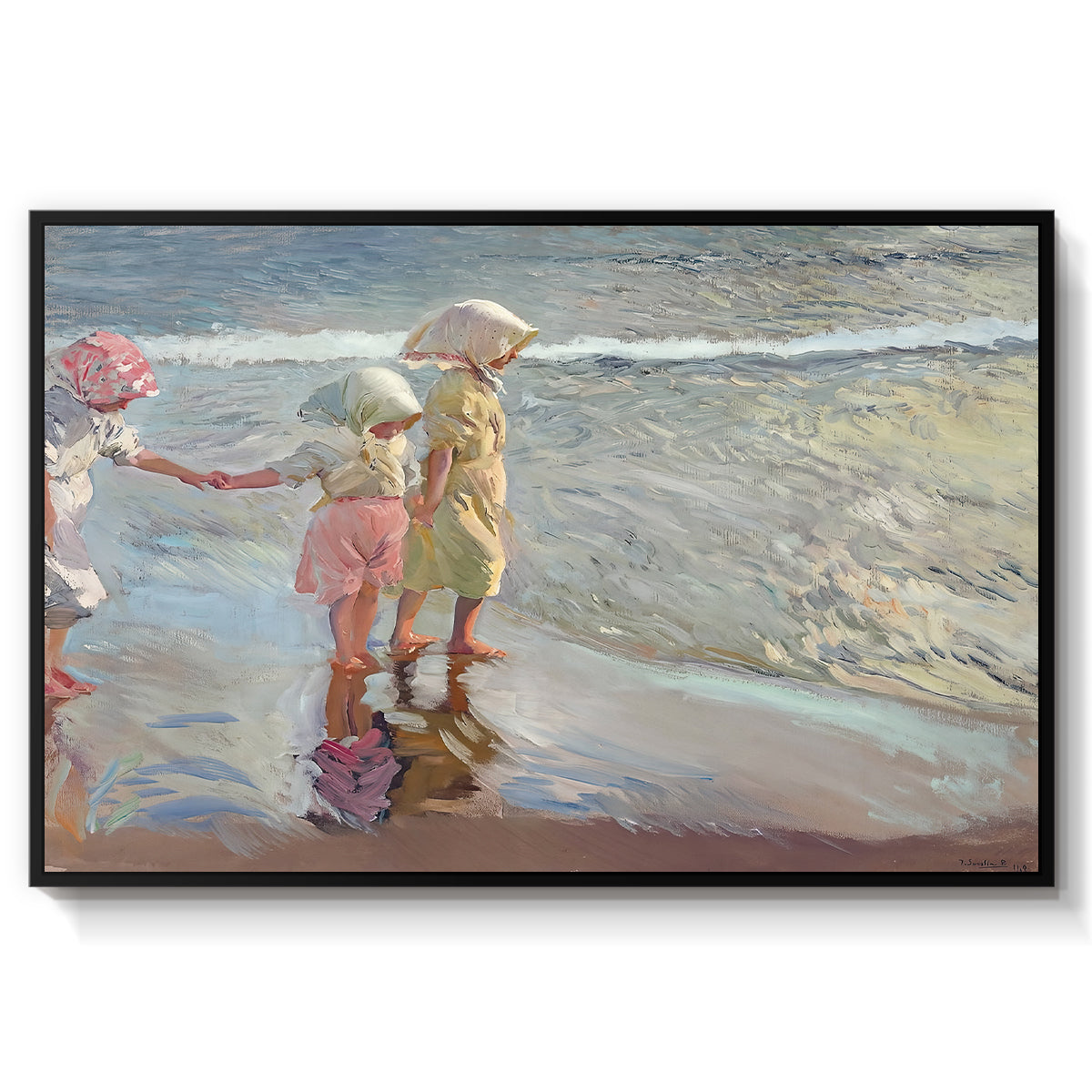 The Three Sisters on the Beach, 1908 - Floater Framed Canvas Print