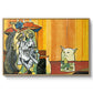 Woman Yelling at a Cat Meme (Picasso Parody) - Floater Framed Canvas Print