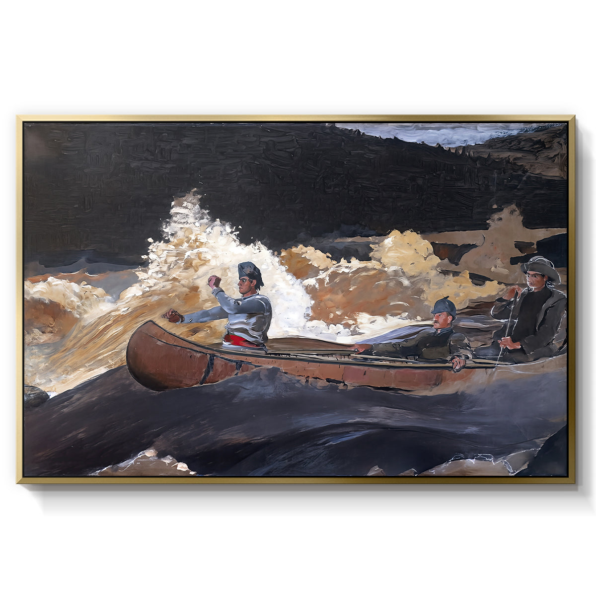 Shooting the Rapids, Saguenay River, 1905-1910 - Floater Framed Canvas Print