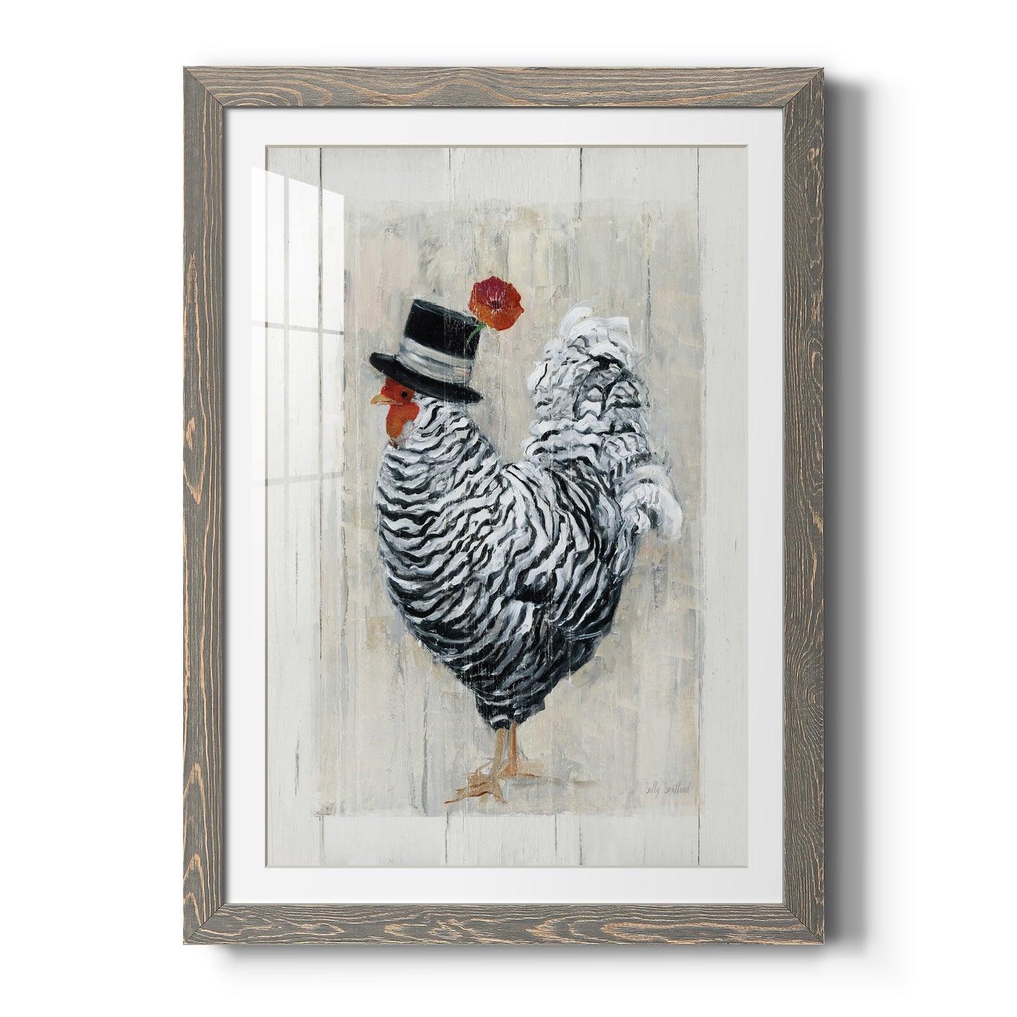 Sunday Best Rooster - Premium Framed Print - Distressed Barnwood Frame - Ready to Hang