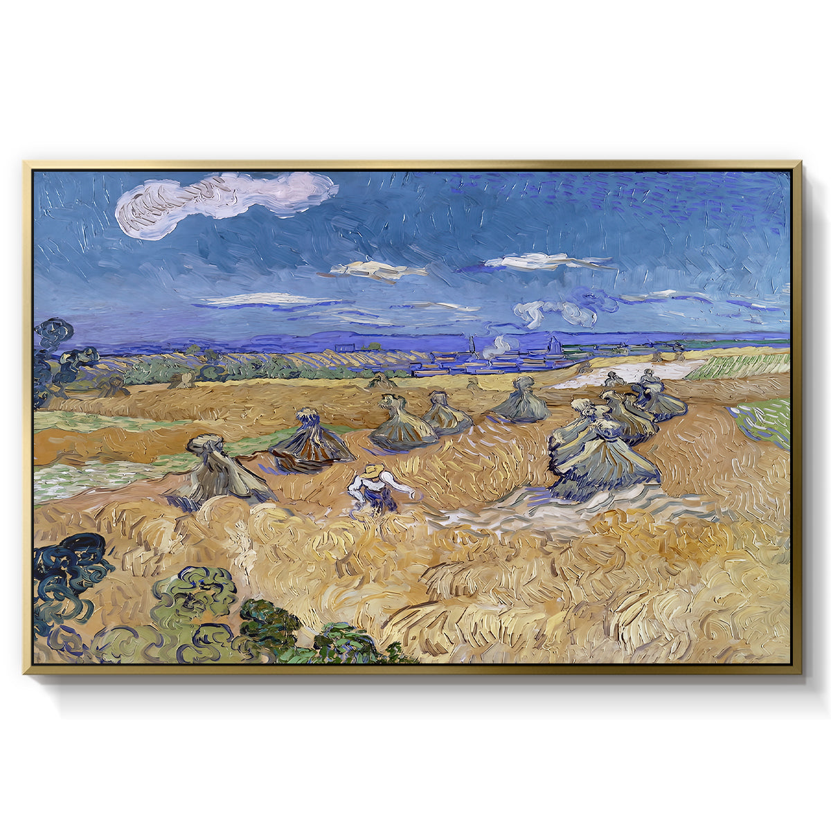Wheat Field with Reaper, Auvers, 1888 - Floater Framed Canvas Print
