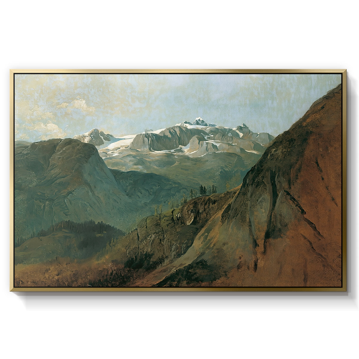 The Dachstein from the Plassen near Hallstatt, 1827 - Floater Framed Canvas Print