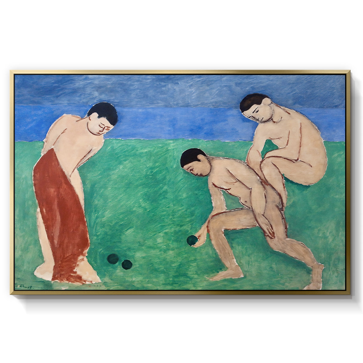 Game of Bowls, 1908 - Floater Framed Canvas Print
