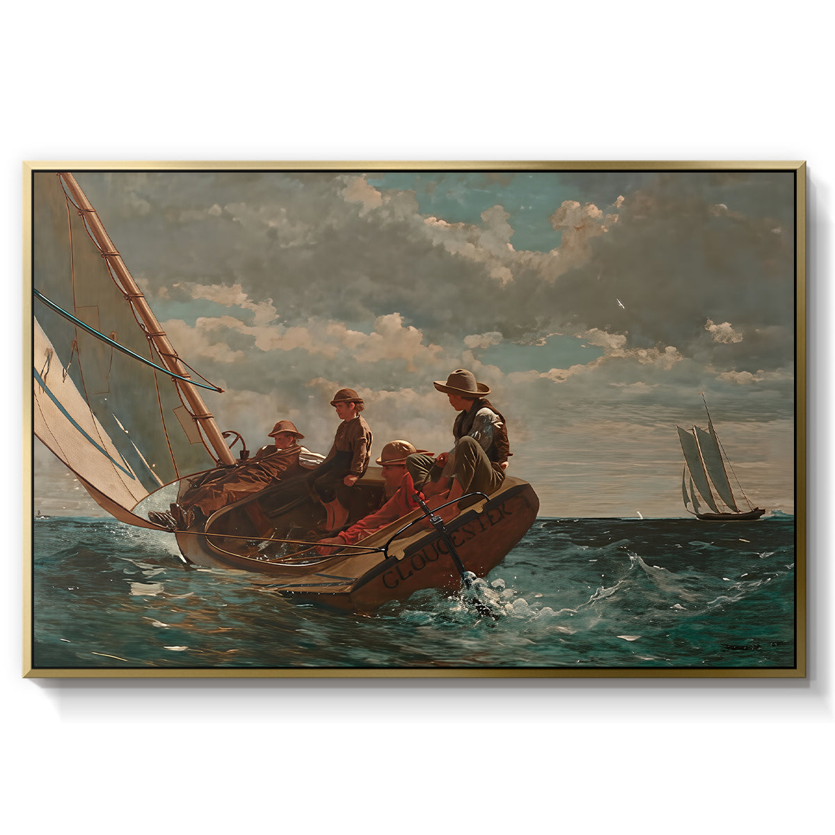 Breezing Up (A Fair Wind), 1873-1876 - Floater Framed Canvas Print