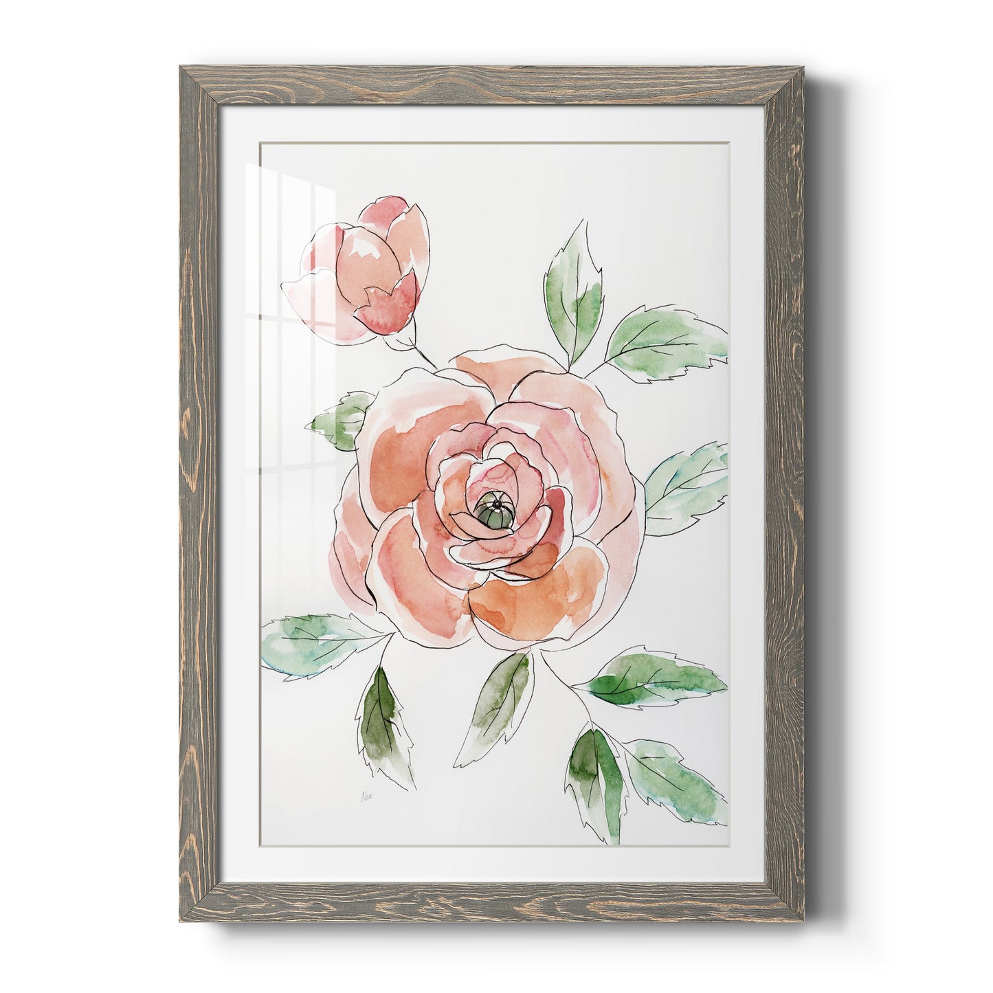 Rose Contour - Barnwood Framed Art Print