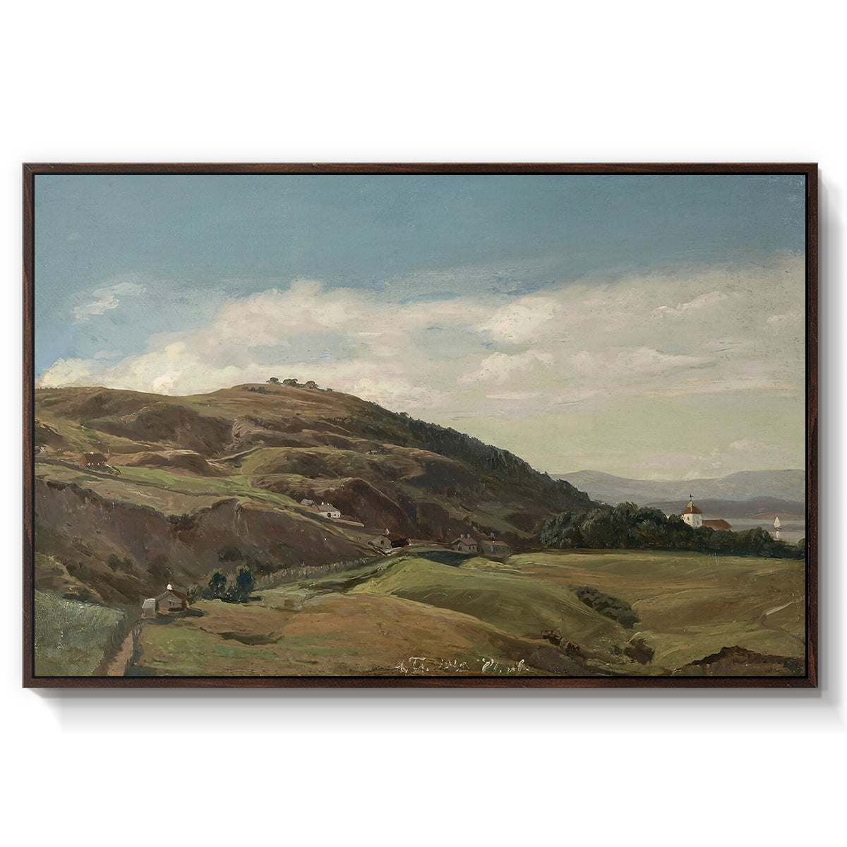 Ekeberg and Oslo Church, 1852 - Floater Framed Canvas Print