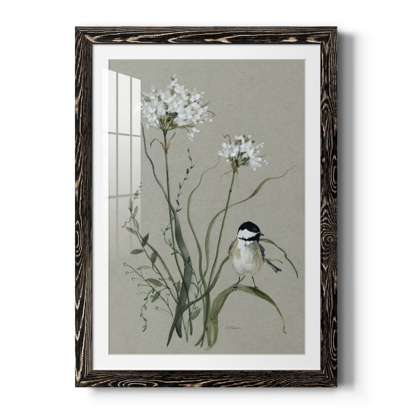 Bouquet of Grace Bird II - Premium Framed Print - Distressed Barnwood Frame - Ready to Hang