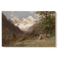 Canvas art print portraying a mountainous landscape with rugged terrain and distant peaks, set against a white background