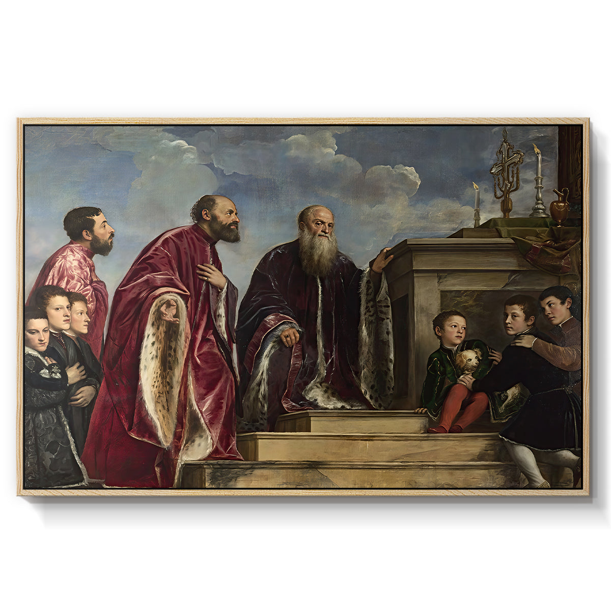 The Vendramin Family Venerating a Relic of the True Cross, c. 1540-1545 - Floater Framed Canvas Print