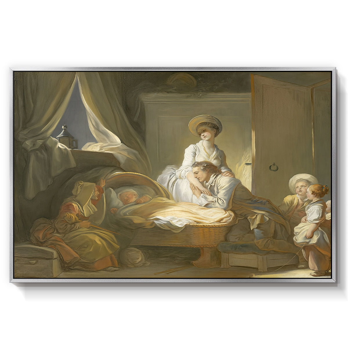 The Visit to the Nursery, c. 1775 - Floater Framed Canvas Print