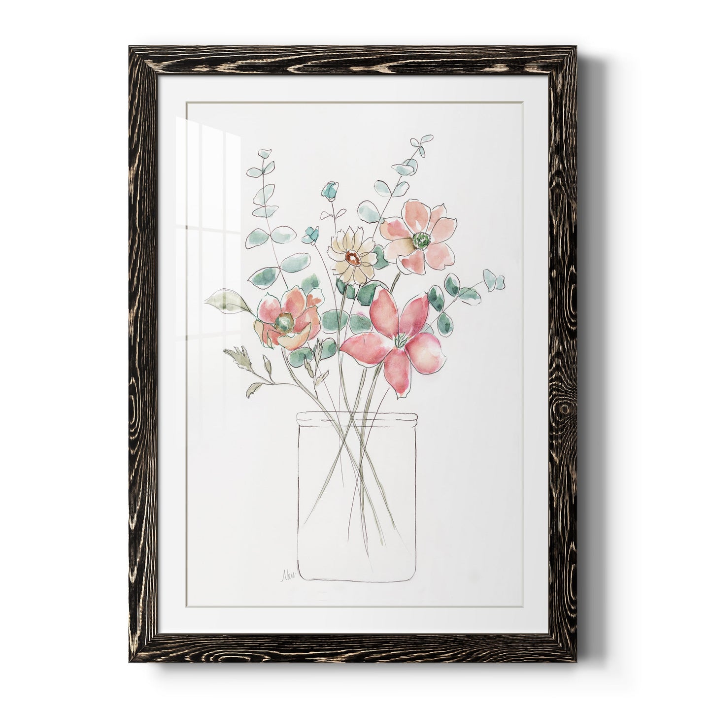 Whimsical Wildflowers I - Premium Framed Print - Distressed Barnwood Frame - Ready to Hang